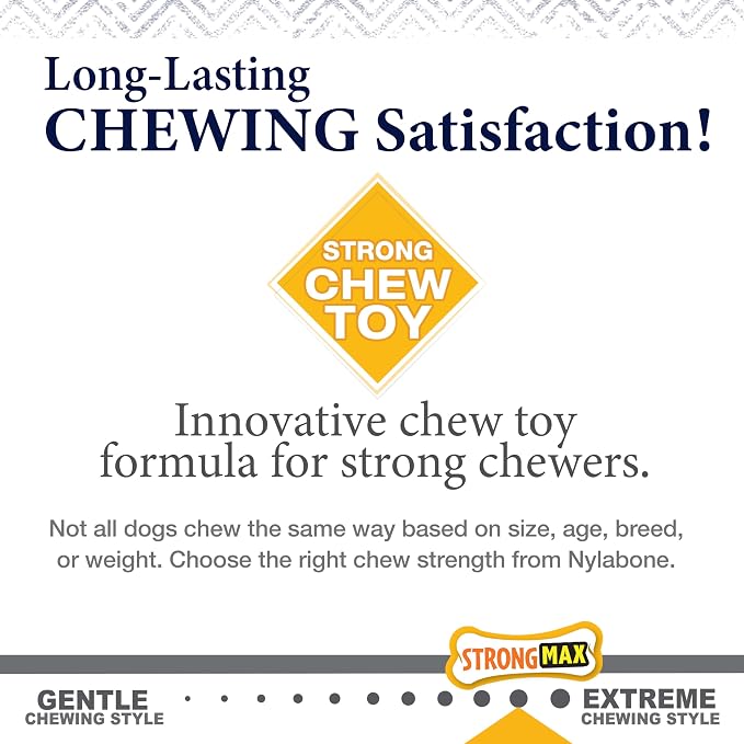Nylabone Strong Chew Gourmet Style Dog Chew Toy, Baby Back Ribs Flavor | Large breeds, durable chew toys, long lasting, helps clean teeth, for strong chewers, dogs up to 50 lbs