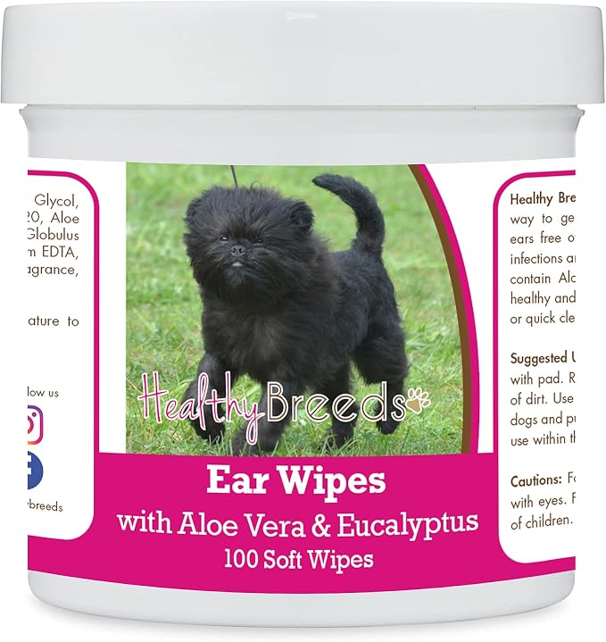 Healthy Breeds Affenpinscher Ear Cleaning Wipes with Aloe & Eucalyptus, 100 Count