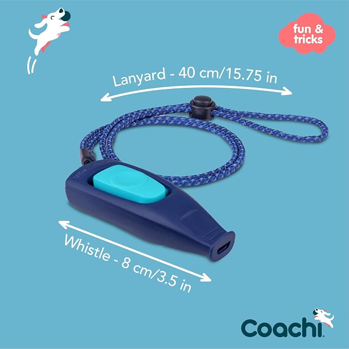 Company of Animals Coachi Whizzclick, 2-in-1 Clicker & Whistle, Navy/Light Blue