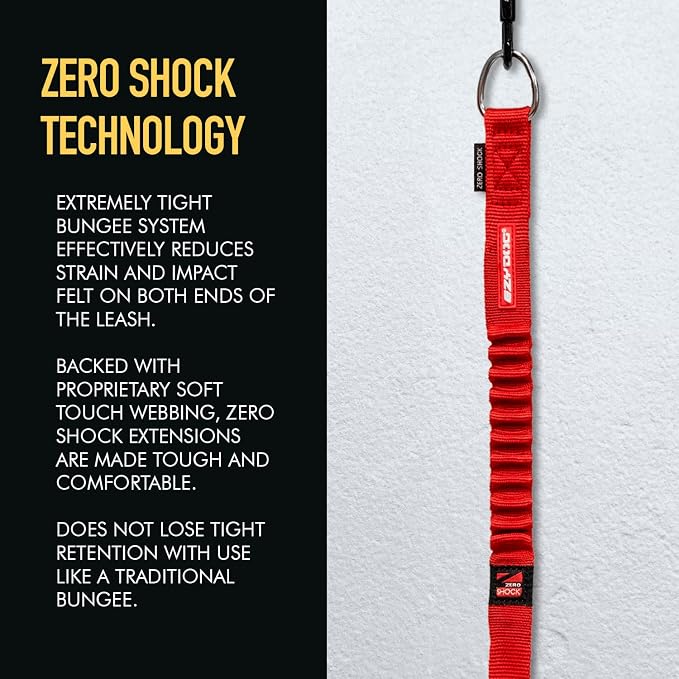 EzyDog Zero Shock Leash Extension, 24" Bungee Leash Extender - Red | Shock Absorbing Leash Extension, 24-Inch Length, Soft Touch Webbing, Traffic Control Handle, For Dogs That Pull
