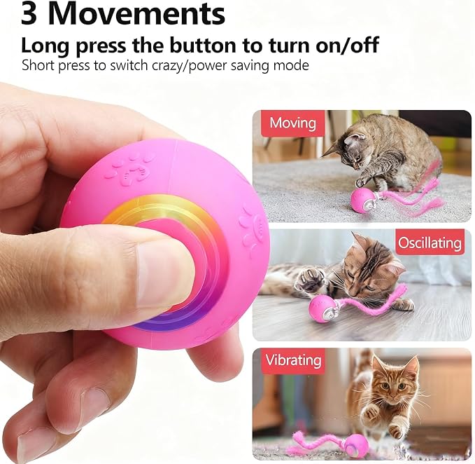 Speed 2.0 Tail Interactive Cat Toys, Rechargeable Ball for Indoor Cats | Motion-Activated Rolling Ball with Chirping Sounds, Cat Toys Interactive for Kittens and Adult Cats, Enrichment and Exercise