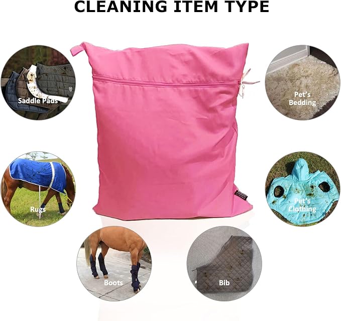 Harrison Howard Pet Washing Bag Dog Cat Horse Hair Laundry Bag for Rug Sheet Boots Pets Laundry Helper Pastel Pink