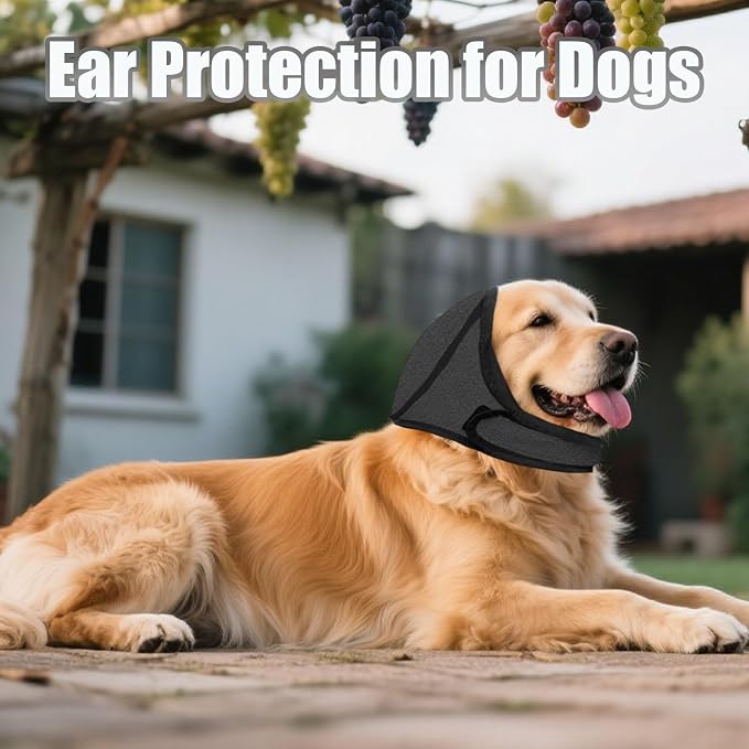 Dog Ear Muffs Noise Protection, Dog Ear Covers for Bath, Dog Quiet Ear Wrap, Waterproof Dog Calming Hoodie for Hematoma, Bathing, Drying, Swim& Noise Anxiety Relief