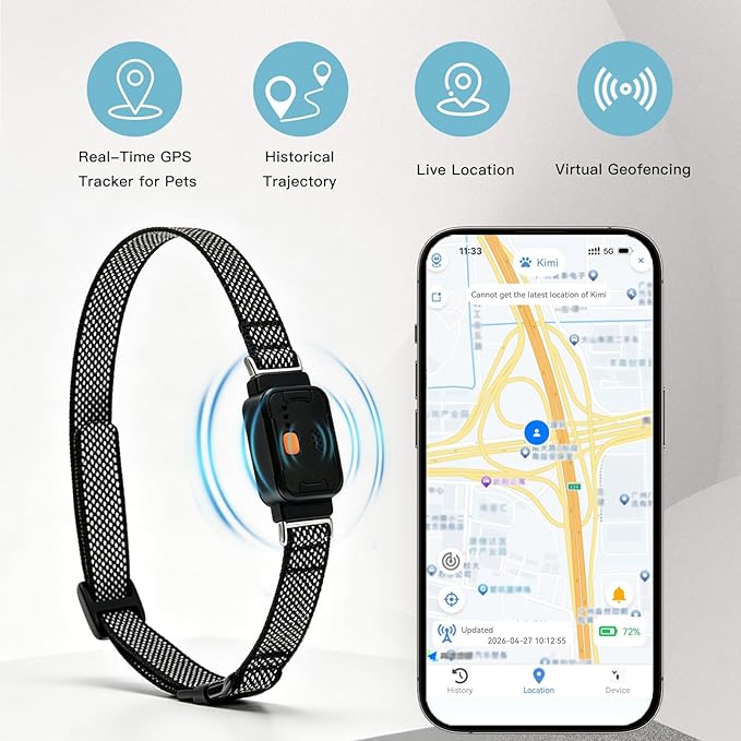 GPS Dog Collar, Wireless Pet Fence & GPS Pet Tracker Blue | GPS dog collar with app control, wireless pet fence, virtual boundaries, real-time tracking and activity monitoring，no fee.
