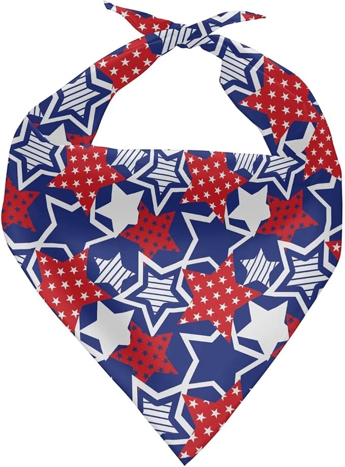 Jeiento Stars American Flag Patriotic Bandanas for Dog Washable Triangle Dog Bibs Hankerchiefs for, Small, Polyester