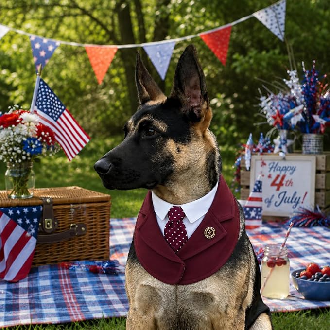 Premium 2XL Dog Wedding Bandana for Australian Shepherd, XX-Large, Large, Red