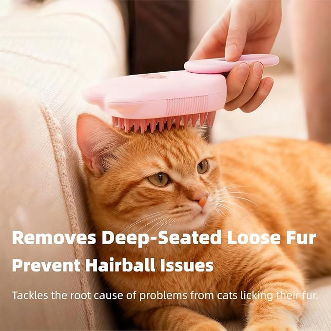 2026 New 3-in-1 Pet Steam Grooming Brush, Professional Cat & Dog Steam Brush for Massaging, Deep Cleaning & Shedding Hair Removal, Rechargeable Anti-Static Comb with HEPA Filter (white)