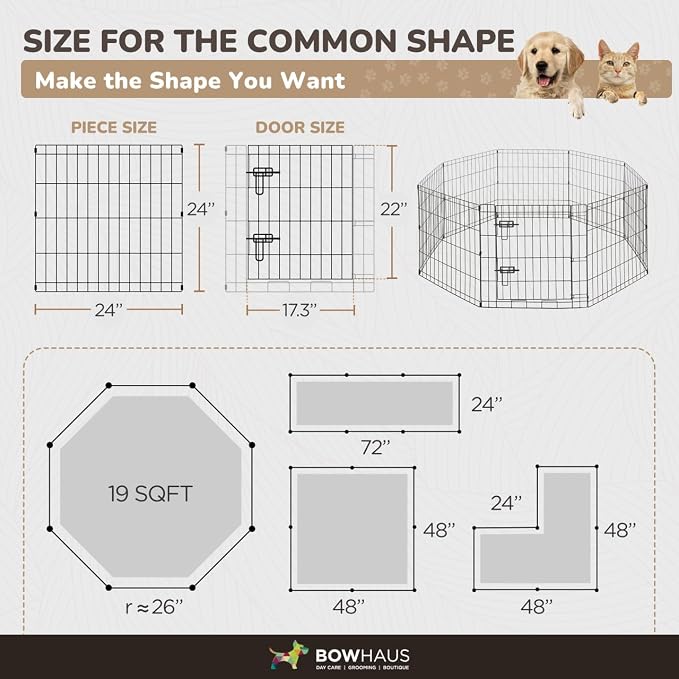 CAPHAUS Foldable Pet Playpen with Door, 24in 8 Panels