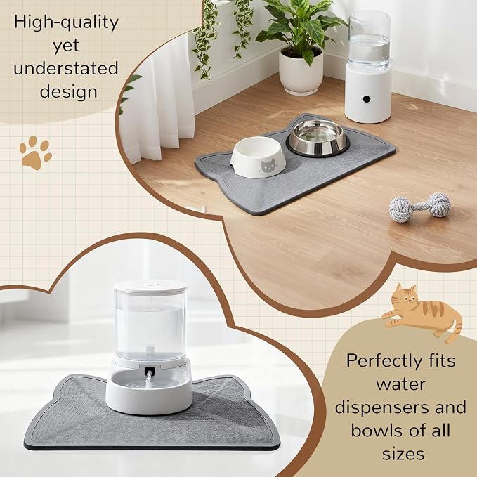 Stone Mat for Dog and Cat Water Bowls 16.5 x 9.5 Inch Absorbent Feeding Mat Quick Drying Tray for Small Medium Pet Water Fountains Diatomaceous Earth Accessories for Messy Drinkers