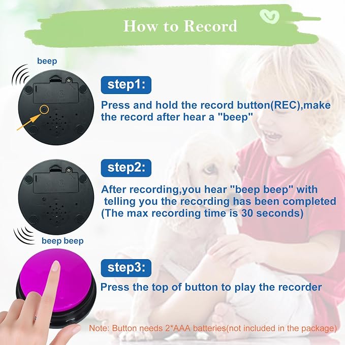 Gelabur Dog Buttons for Communication, Set of 2