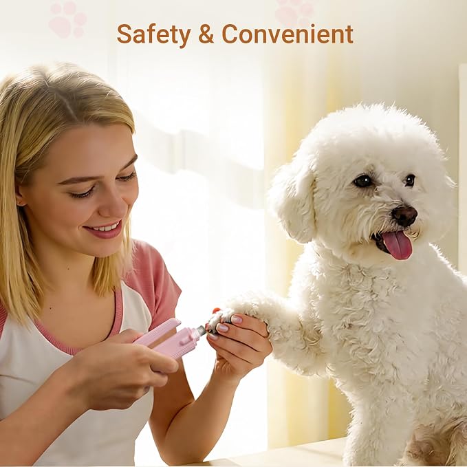 2-in-1 Cat & Dog Nail Clippers & Grinder with Light, Pink