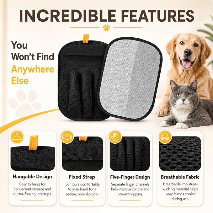 LuxUltra Pet Hair Removal Glove for Cats & Dogs - Electrostatic Pet Hair Remover Gloves 2 Pack, Reusable Pet Hair Remover for Couch, Furniture, Sofa, Car Seat, Carpet, Clothes, Laundry