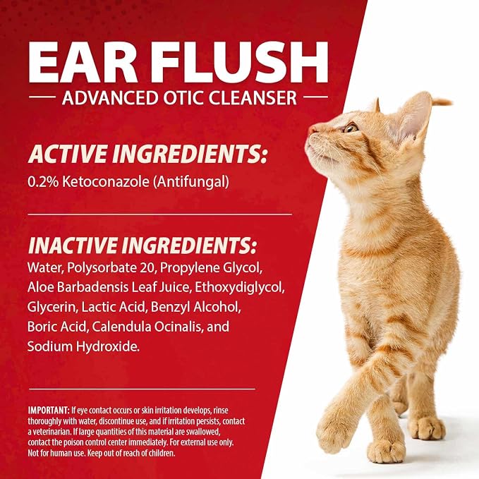 Jeffers Ear Flush with Ketoconazole, Aloe Vera & Calendula, 8 oz