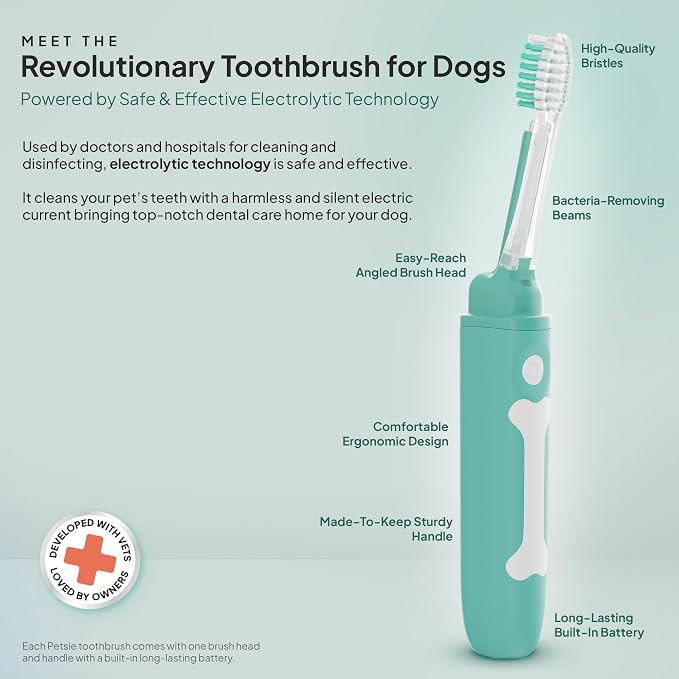 Dog Toothbrush Replacement Heads | 2 Pack | Replace Every Three Months | Reduces Bad Breath | Compatible with Petsie Toothbrush Only (White, Medium Dogs)