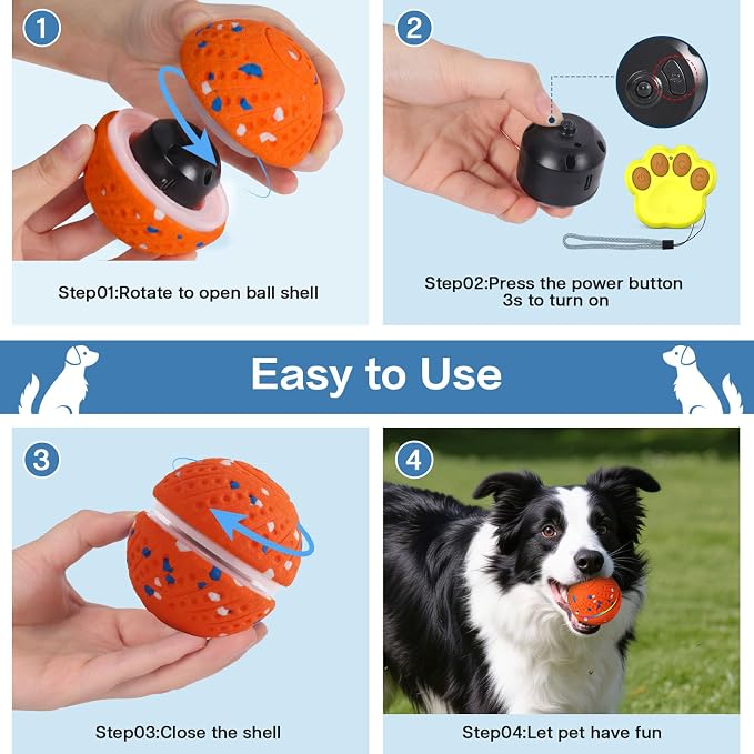 Interactive Dog Ball, Remote-Controlled Moving Dog Toy with Colorful Lights, 3 Interactive Modes and TPU Material, Bouncing Ball for Dogs to Keep Them Entertained