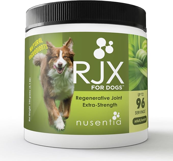 NUSENTIA Joint Health Supplement for Dogs, RJX Powder (144 G) - Extra Strength Glucosamine, Chondroitin, MSM
