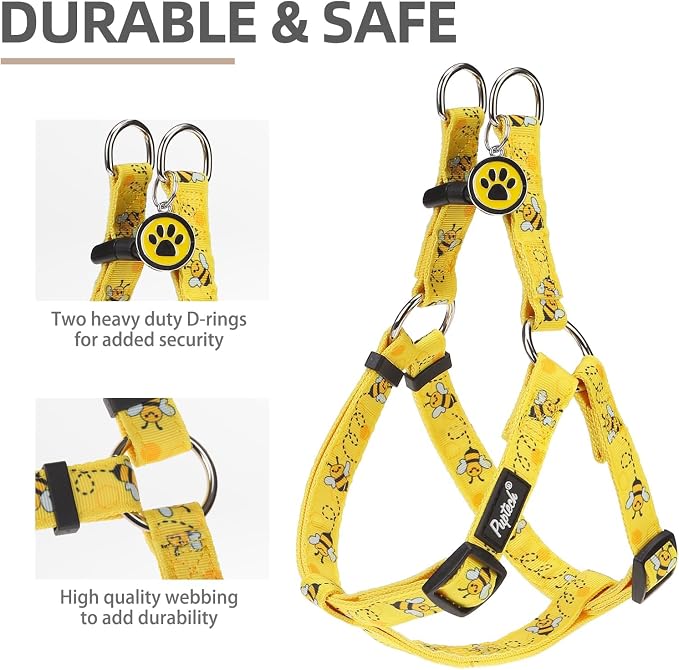 PUPTECK No Pull Dog Harness Large Sized Step-in Adjustable Puppy Vest | Soft Webbing Basic Halter with ID Tag for Outdoor Walking