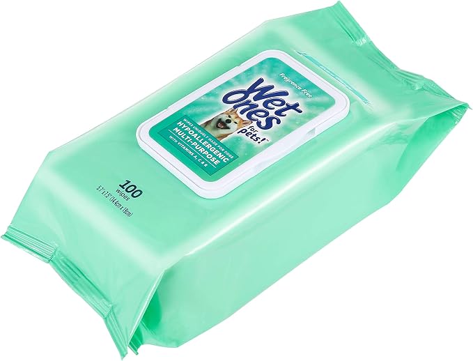 Wet Ones for Pets Hypoallergenic Multipurpose Grooming Wipes with Vitamins, 100 Count