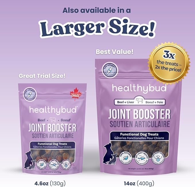 healthybud Hip & Joint Soft Chews for Dogs – Grain-Free Functional Dog Treats with Glucosamine, Chondroitin & Green Lipped Mussel – Daily Mobility Support – for All Ages & Breeds – 130 g (4.6 oz)