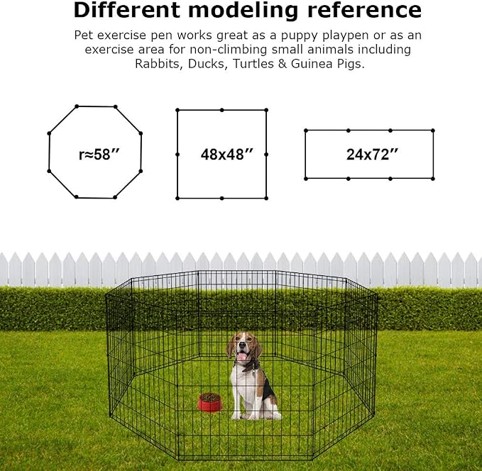 BestPet | Foldable Dog Playpen | 30 Inch, 8 Panels | Metal Pet Exercise Pen | Indoor Outdoor Portable Dog Fence with Door | Removable, Rust-Resistant Secure Pet Kennel | Easy to Assemble
