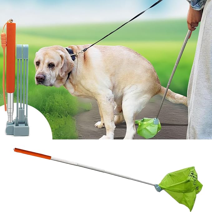 Dog Pooper Scooper,Foldable Pooper Scooper Long Handle for Large/Small Dogs,Portable Metal Pooper Scooper with Bag Attachment, No Touch Dog Poop Scooper Used for Walking with Dogs. (Bags of 90)