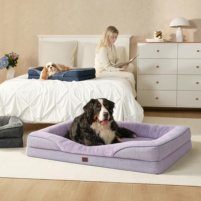 EHEYCIGA Orthopedic Memory Foam Dog Bed - XL 42x30in, Purple