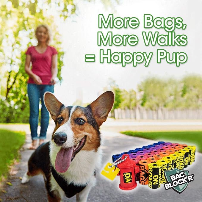 Bags on Board Premium Odor Blocking Dog Poop Bags & Dispenser, Leak Proof, Extra Thick 9x14" Waste Pick Up Bags, Antibacterial Coated for Odor Control, Bulk 600 Count Refill