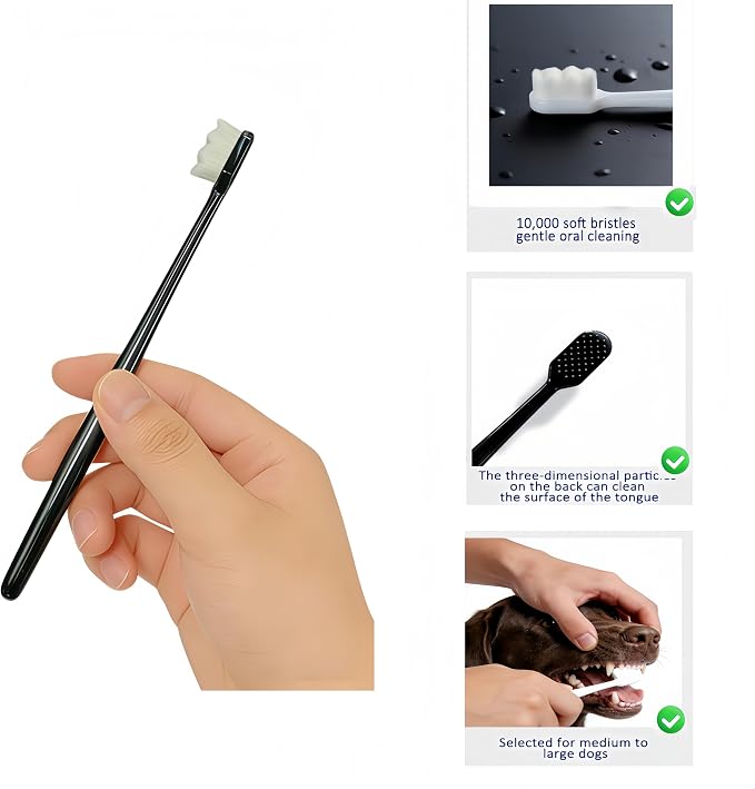 CGO Small Dog Toothbrush - 4Pcs Pet Toothbrush Set with Soft Bristles for Gentle Teeth Cleaning, Dental Care Kit for Small Pets