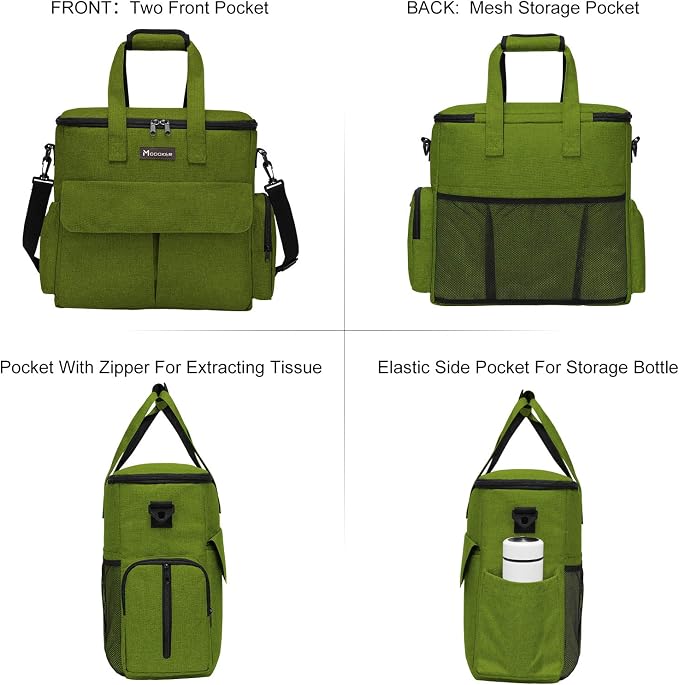 Modoker Dog Travel Bag Weekend Set with Food Containers & Bowls, Green