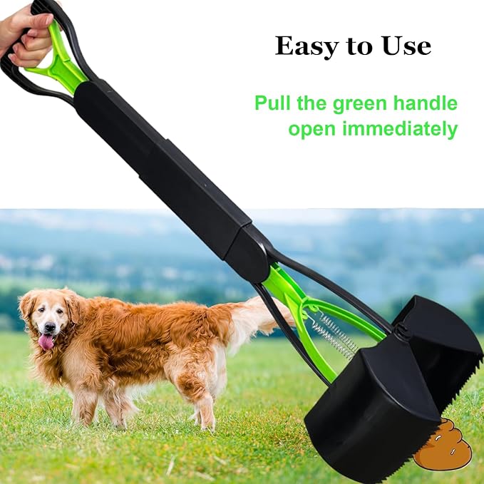 32" Pooper Scooper for Large Small Dogs Heavy Duty, Long Handle Poop Scoop for Yard, Grass, Gravel, Dog Poop Grabber with High Strength Material and Durable Spring