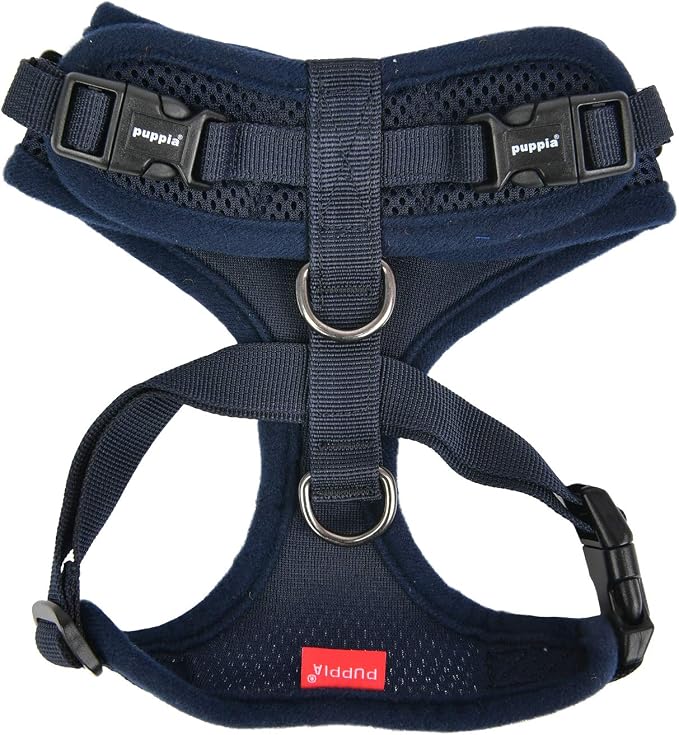 Authentic Puppia RiteFit Harness with Adjustable Neck, Navy, Small (Pack of 2)