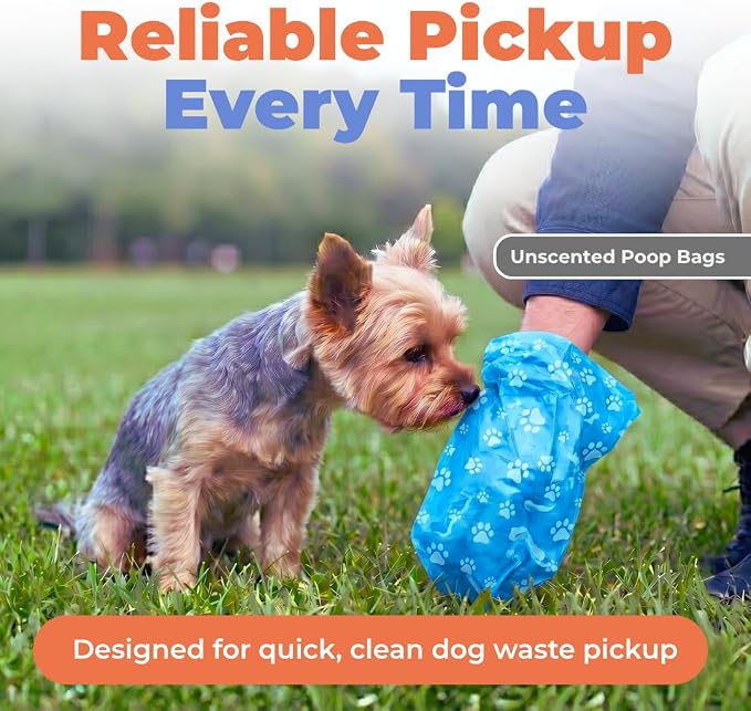 Best Pet Supplies Dog Poop Bags for Waste Refuse Cleanup, Doggy Roll Replacements for Outdoor Puppy Walking and Travel, Leak Proof and Tear Resistant, Thick Plastic - Blue (Unscented), 240 Bags