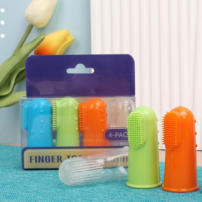 4pcs Pet Finger Toothbrush Brush Addition Bad Breath Teeth Care Mouth Dog Teeth Care Supplies Finger Brushes for Small Dogs Fingerbrushes Toothbrush