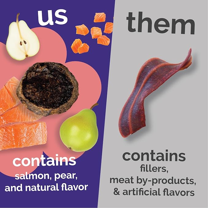 Fruitables Whole Jerky Bites, Healthy Dog Treats, Puppy Essentials, Jerky Dog Treats, Made in the USA, No Artificial Ingredients, Alaskan Salmon & Pear Flavor, 5oz