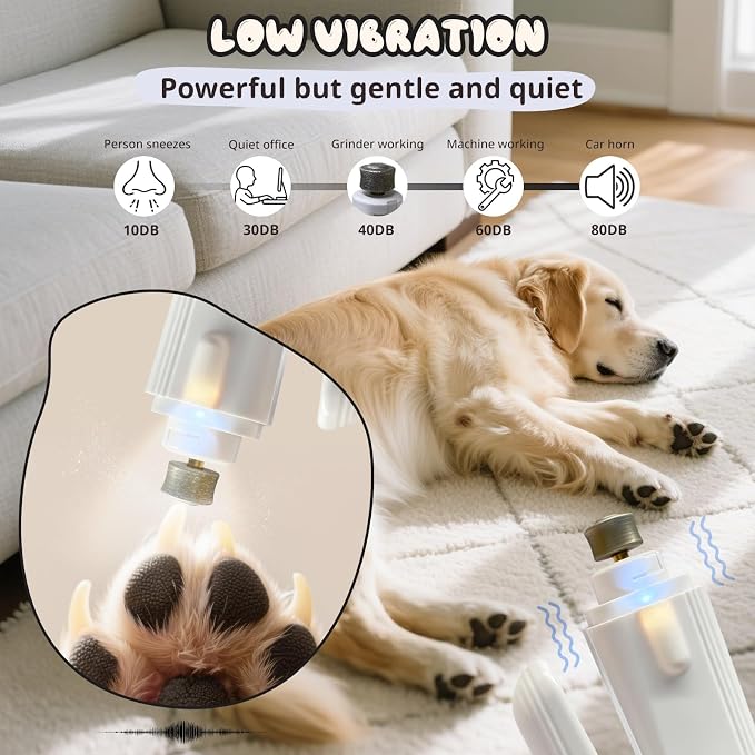 2-in-1 Dog Nail Trimmers & Grinder with 2 LED Lights, White