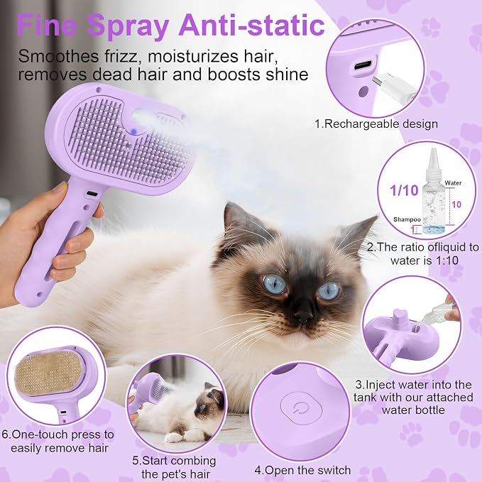 Cat Brush Dog Brush for Shedding, Purple