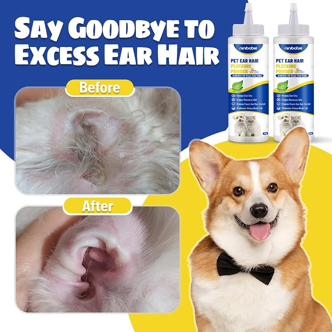 Dog Ear Infection Treatment, Ear Wash with Ear Hair Powder (2pcs)