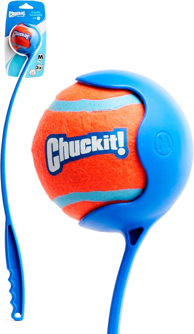 Chuckit! Classic 26M Dog Ball Launcher, 26in, Includes Medium 2.5in Ball | Compatible with Medium 2.5 In Balls, for Dogs 20-60 Pounds, Made in USA, Comes with 1 Medium Ultra DogBall