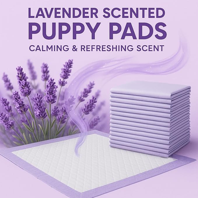 CLEAN SPACES Lavender Scented Puppy Pads 100 Count, Super Absorbent Disposable Pee Pads for Dogs That Neutralize Odor, Wee Wee Pads / Potty Training Pads 22"x22"