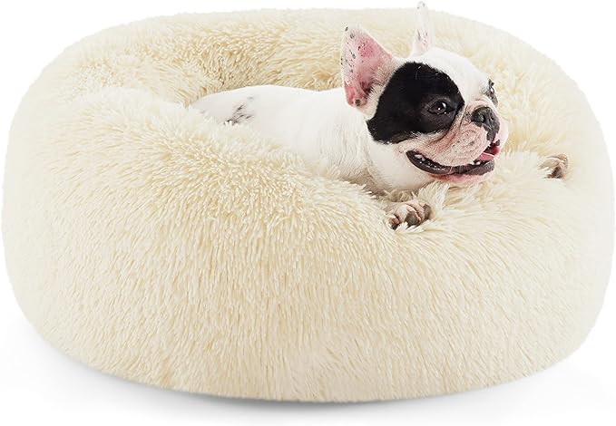 Bedsure Calming Small Dog Bed Donut Washable Cat&Puppy Bed,23 inches