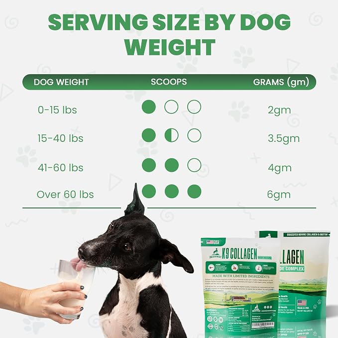 K9 Collagen PEPTIDE Complex W/BIOTIN - Hip & Joint Supplement for Dogs- Supports Healthy Joints, Skin & Coat – Helps in Recovery & Repair– 3+ Months Supply - Over 114 Servings!