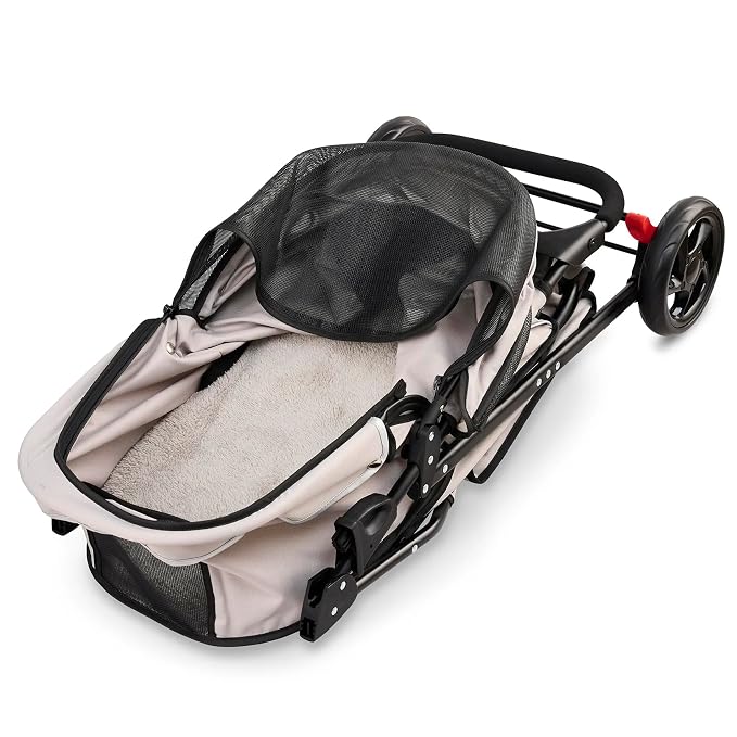 Carlson Pet Stroller - Khaki, 360° Swivel Wheel