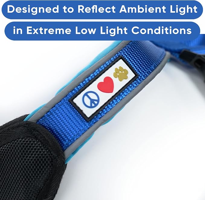 Pawtitas Reflective Padded Dog Harness for Large Dogs – Adjustable Step-in Vest | Fits Chest 27–33 in | No Pull Training Harness | L | Blue