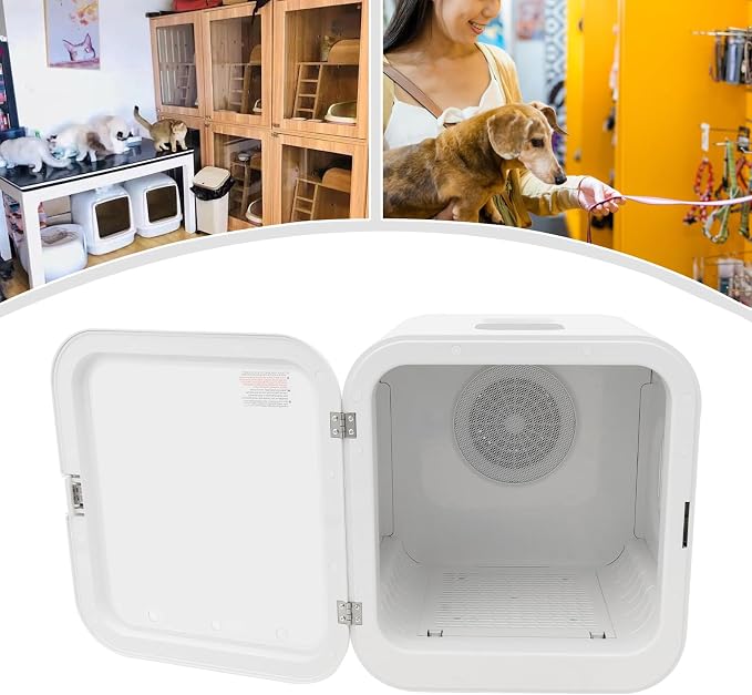 Automatic Pet Dryer Box, Ultra Quiet Hair Dryer for Cat Puppy Kitten, 60L Large Capacity/Smart Temperature Control, Quiet Adjustable Grooming Dryer with Airflow for Cats and Small Dogs, White