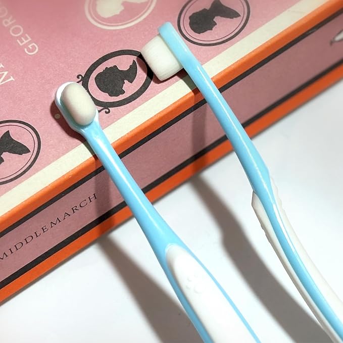 Small Dog Toothbrush, Cat & Puppy Tooth Brushing Kit, Ultra Soft & Mini Head Tooth Brush for Kitten & Tiny Pet, Doggy Toothbrushes Deep Dental Teeth Cleaning, Soft Bristles, 2 PCS - Blue