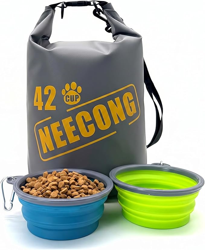 Dog Food Travel Bag with Collapsible Bowls, 42 Cup, 10L