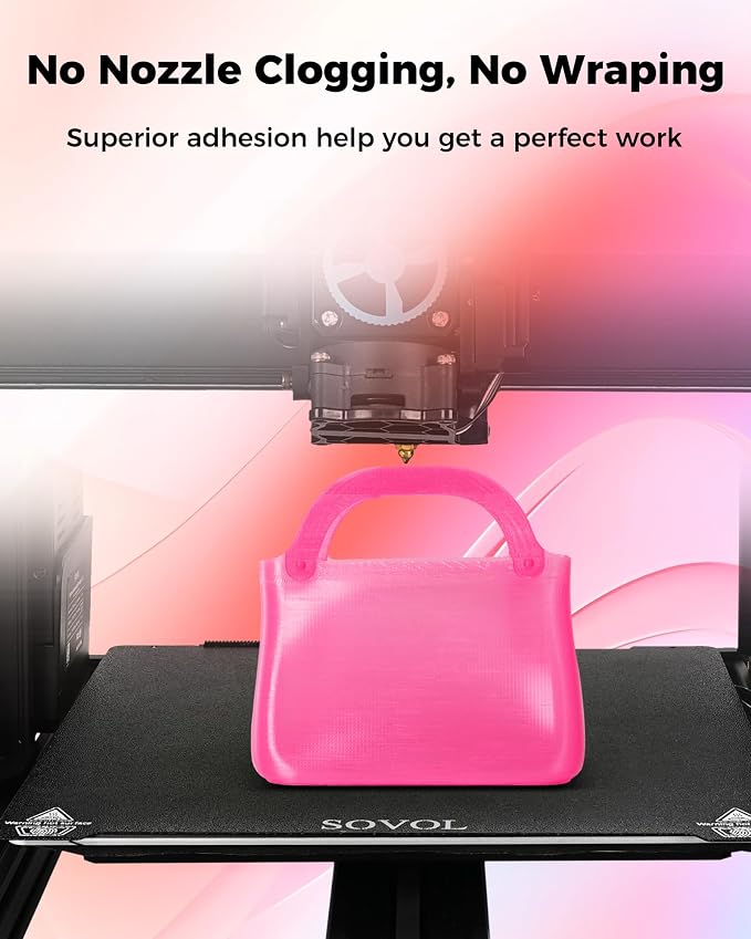 Sovol TPU Filament 1.75mm, 95A Soft TPU Flexible 3D Printer Filament with High Elasticity, 1kg (2.2lbs), Dimensional Accuracy +/- 0.03 mm, Fit Most FDM Printer, Clear Rose Red