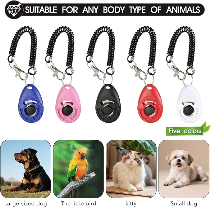 Dog Clicker, 5 Pack, with Wrist Strap