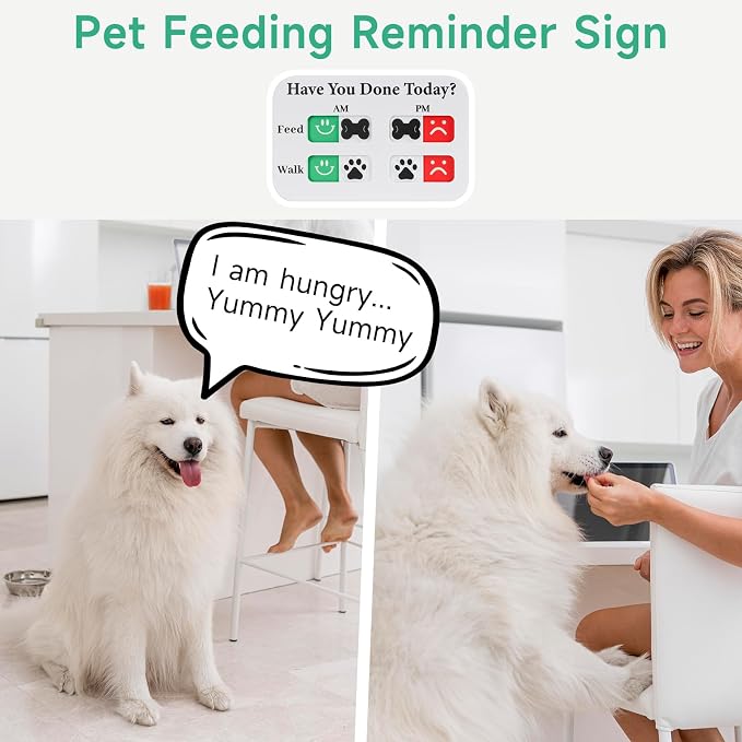 YAUYIK Pet Feeding Reminder, Magnetic Reminder Sticker, AM/PM Daily Indication Chart Feed/Walk Your Pets, Fridge Magnets and Double Sided Tape, Helps You to Track Pet Feeding & Walking (White)