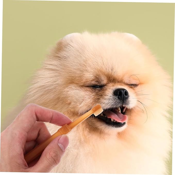 VICASKY Silicone Pet Toothbrush Double Headed Soft Bristles for Dogs and Cats Gentle Oral Cleaning Tool for Canine Plaque Removal and Fresh Breath Handheld Puppy Teeth Brushing Kit